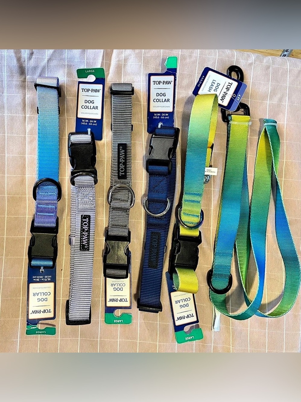 Top Paw large Dog Collars & Leashes Blue & Green